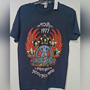 Aerosmith 1977 Tour Women's Sm Fruit of the Loom..Sofspun, T-shirt, Black